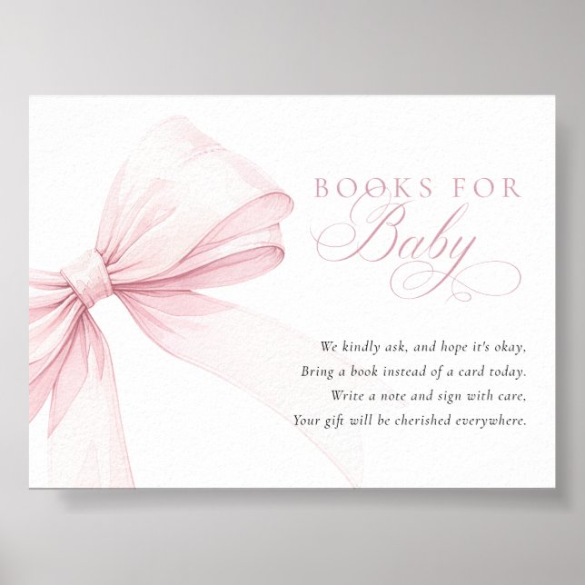 Affiche Livres à l'arc rose pour bébé - Carte de télécharg (Devant)