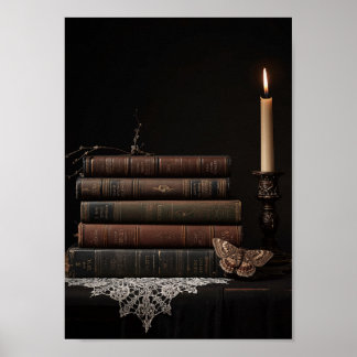 Affiche Livres Académiques Sombres Art de Bougie Murale