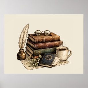 Affiche Livres Anciens & Coin de Lecture Cozy  
