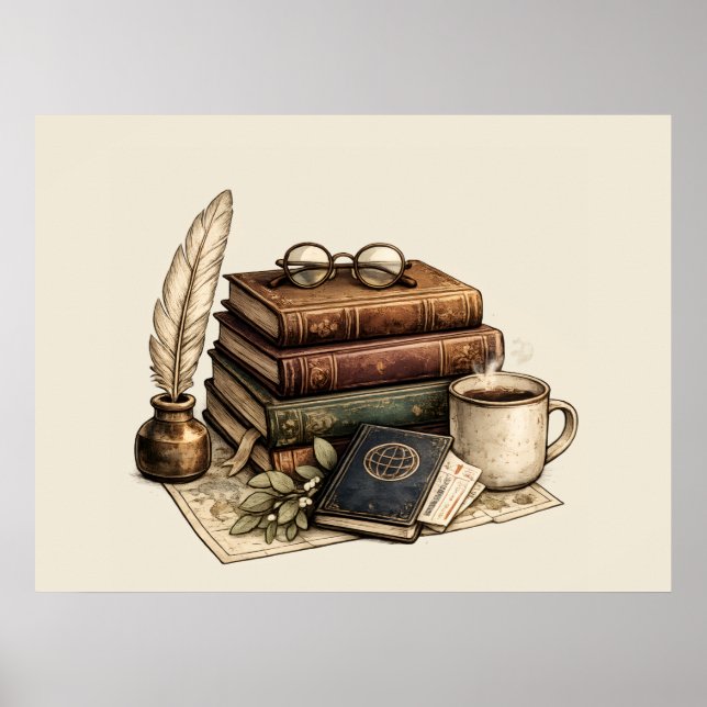 Affiche Livres Anciens & Coin de Lecture Cozy | (Devant)