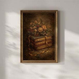 Affiche Livres Anciens et Fleurs d'Automne