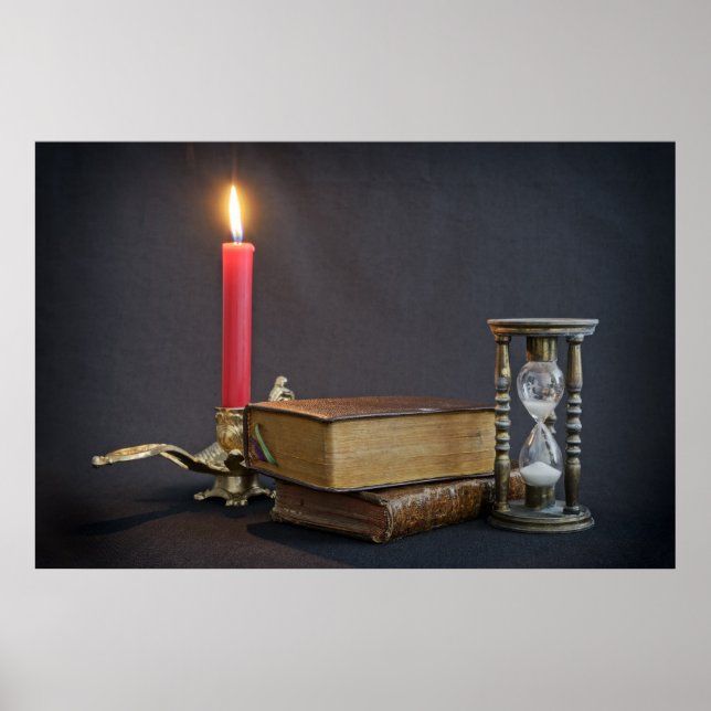 Affiche Livres anciens et sablier (Devant)