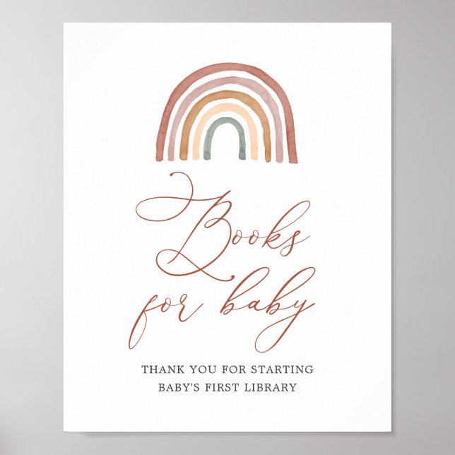 Affiche Livres Baby shower Arc-En-Ciel Pour Bébé (Devant)