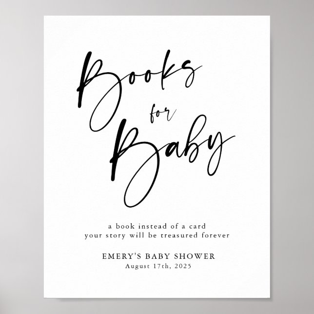 Affiche Livres Baby showers modernes pour bébé signe (Devant)