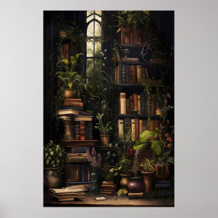 Affiche Livres Botaniques Imprimé, Librairie Vintage, Somb
