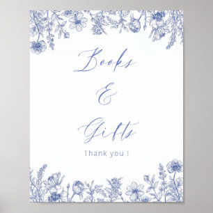 Affiche Livres & Cadeaux Toile Blanc Et Bleu
