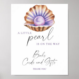 Affiche Livres cartes et cadeaux de baby shower Pearl