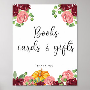 Affiche Livres cartes et cadeaux floraux de citrouille aqu