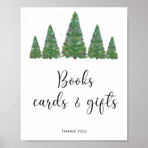 Affiche Livres cartes et cadeaux floraux d'hiver à l'aquar