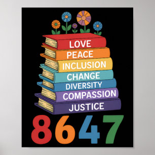 Affiche Livres Colorés Empilés Pour le Changement Anti Tru