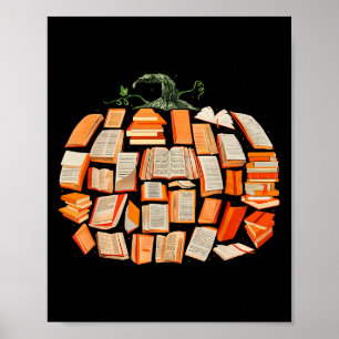 Affiche Livres d'automne de Thanksgiving Citrouilles Bibli