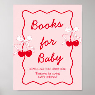 Affiche Livres de Baby Shower Bow Cherry pour Bébé