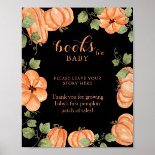 Affiche Livres de Baby shower Citrouille de la chute noire