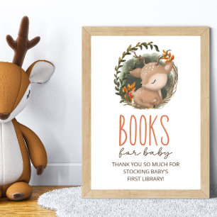 Affiche Livres de Baby shower de cerfs en traîneau pour bé