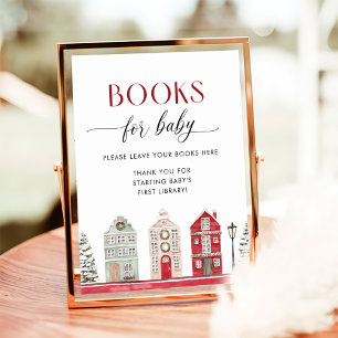 Affiche Livres de Baby Shower de Noël d'hiver pour bébé