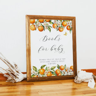 Affiche Livres de Baby Shower Orange Été Lumineux Pour Béb