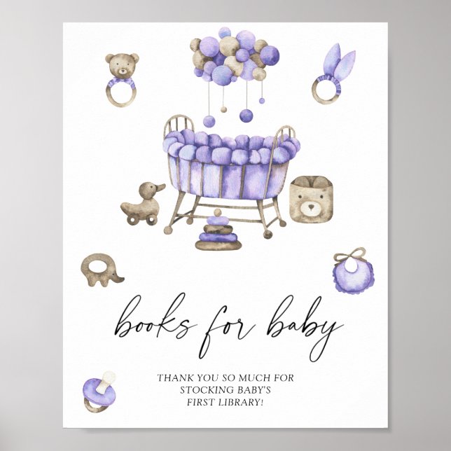 Affiche Livres de baby shower pour bébé (Devant)