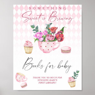 Affiche livres de Baby shower pour fille de Tea Party pour