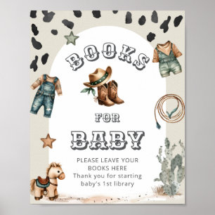 Affiche Livres de bébé pour Baby Shower Western Howdy Cowb