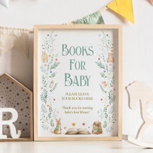 Affiche Livres de bébé pour douche de bébé 'Un nouveau cha