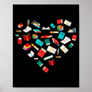 Affiche Livres de bibliothèque Livre Cœur Bookworm Cadeau