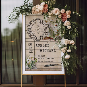 Affiche Livres de carte de bibliothèque vintage Mariage 24