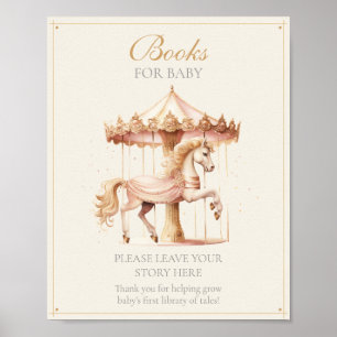Affiche Livres de Cheval de Manège Rose Vintage Pour Bébé