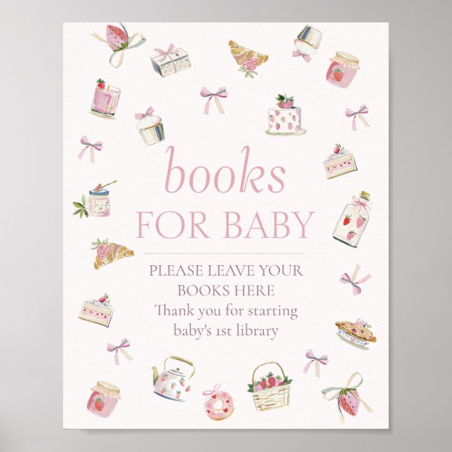 Affiche Livres de desserts aux fraises sucrés pour bébé (Devant)