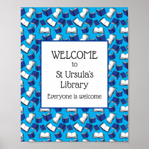 Affiche Livres de l'école bleue Bienvenue à notre biblioth