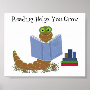 Affiche Livres de lecture de ver de livre