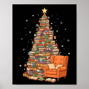 Affiche Livres de Noël drôles Arbre Amoureux des livres En