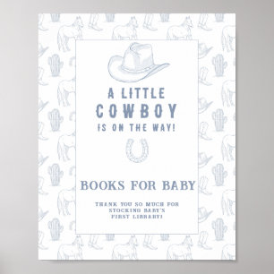 Affiche Livres de shower de bébé cowboy pour bébé