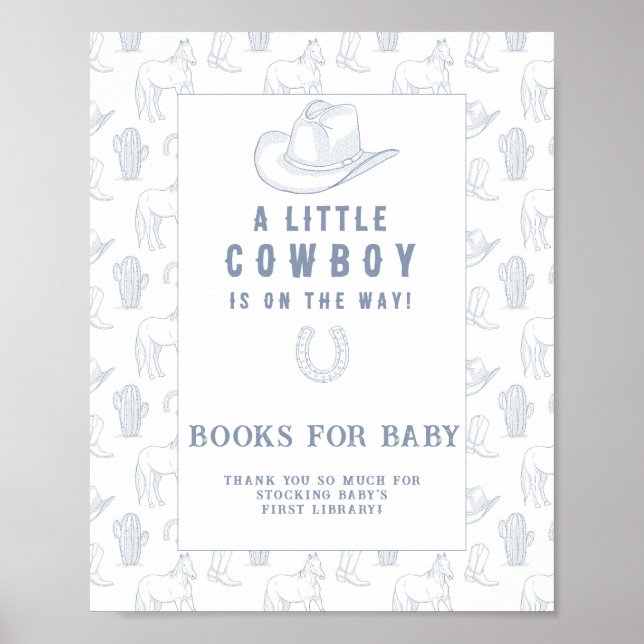 Affiche Livres de shower de bébé cowboy pour bébé (Devant)