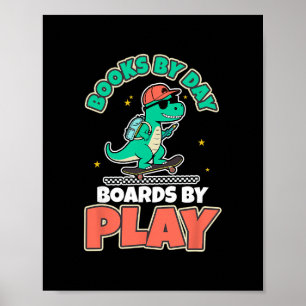 Affiche Livres de skateboard de dinosaures Activité amusan