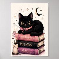 Livres de sorts magiques Chat noir sorcière
