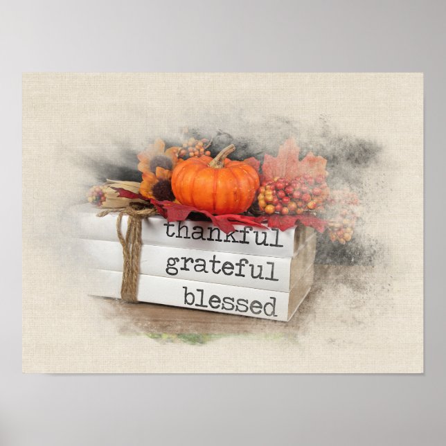 Affiche Livres de Thanksgiving avec Citrouille (Devant)