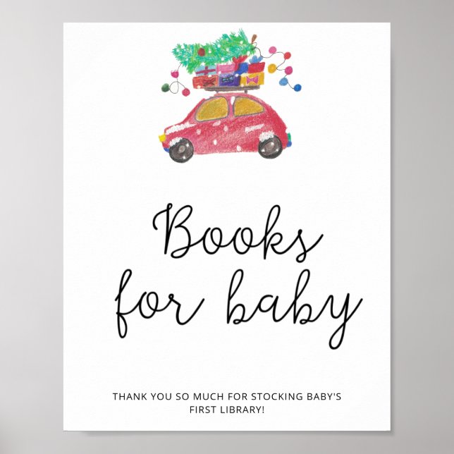 Affiche Livres de voiture d'hiver à l'aquarelle pour bébé (Devant)