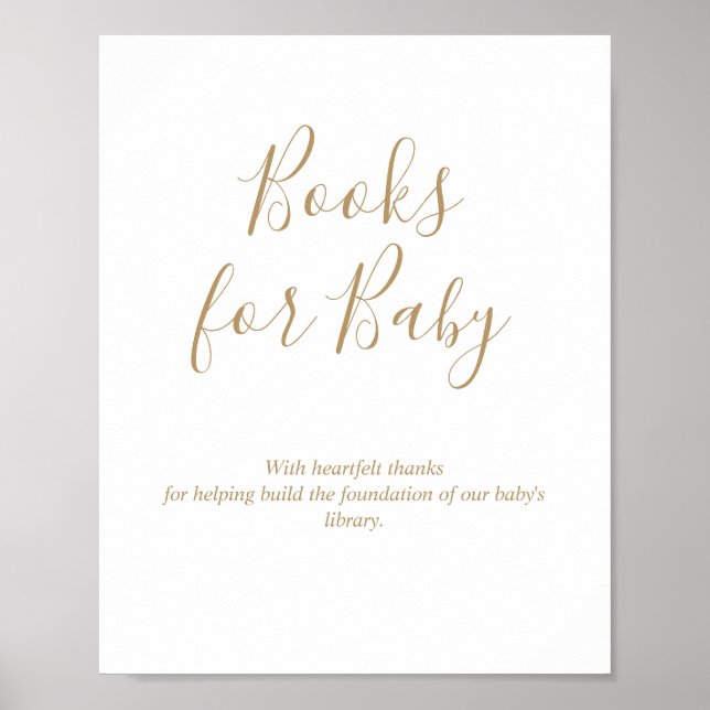 Affiche Livres Dorés pour Signe de Baby Shower (Devant)