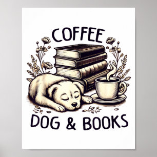 Affiche Livres drôles de chiens de café mignons pour femme