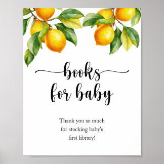 Affiche Livres en Baby shower citron pour bébé