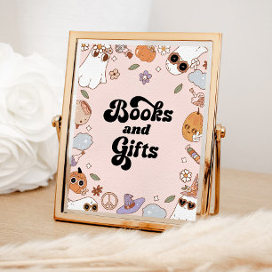 Affiche Livres et cadeaux Baby shower fantôme Halloween Su