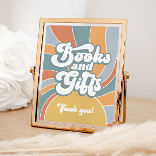 Affiche Livres et cadeaux Baby shower Super Retro Sunshine