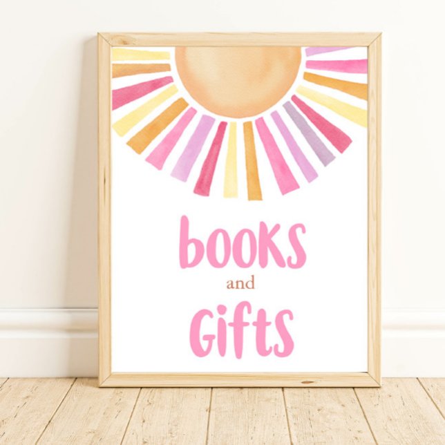 Affiche Livres et cadeaux boho soleil rose jaune orange (Créateur téléchargé)