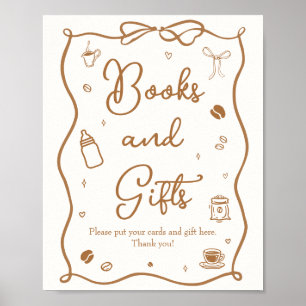 Affiche Livres et Cadeaux de Baby Shower Café