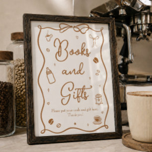 Affiche Livres et Cadeaux de Baby Shower Café