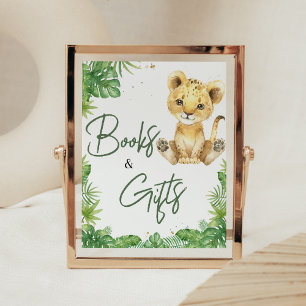 Affiche Livres et cadeaux de Baby shower de Lion rugissant