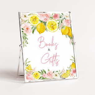 Affiche Livres et cadeaux de citron rose floral