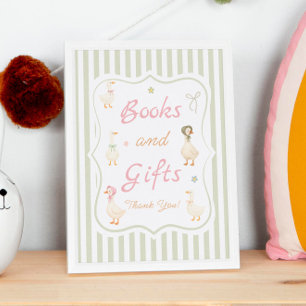 Affiche Livres et Cadeaux de Fête de Bébé Mother Goose Ros