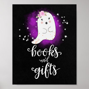 Affiche Livres et Cadeaux Panneau Fête Prénatale Halloween