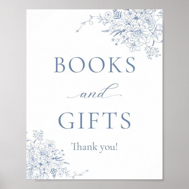 Affiche Livres et Cadeaux pour Bébé Bleu (Devant)